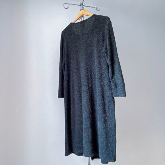 🍂 Y2K Vintage Dark Gray Long Minimalist  Duster Cardigan - Picture 5 of 7